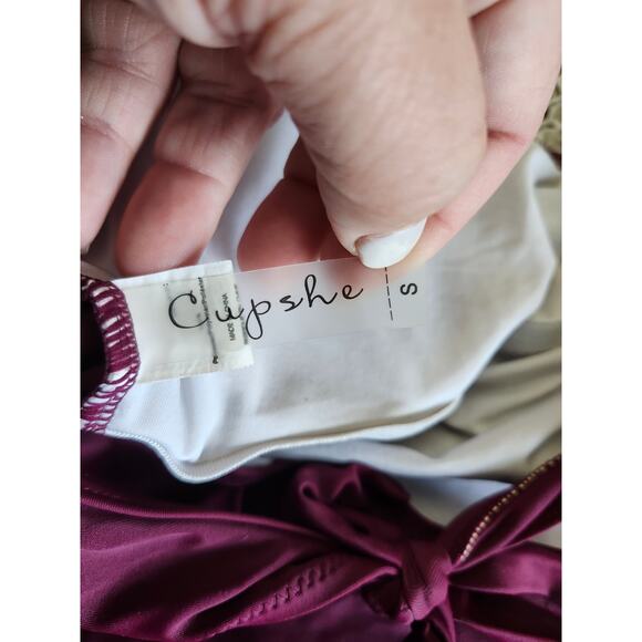 Small Purple Cupshe Crochet One Piece Bathing Suit Open Back Boho - Picture 4 of 8